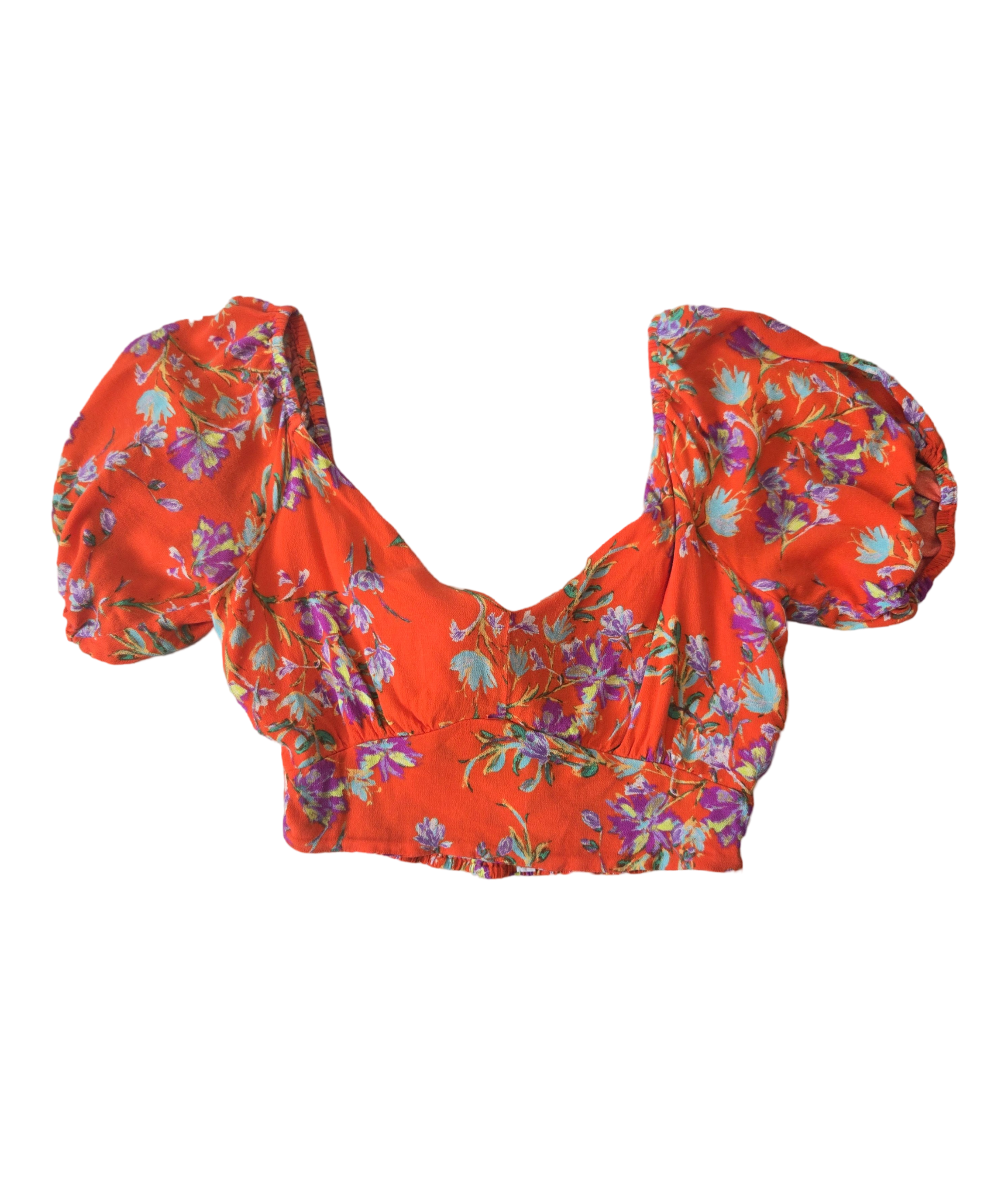 Orange Print Crop Top
