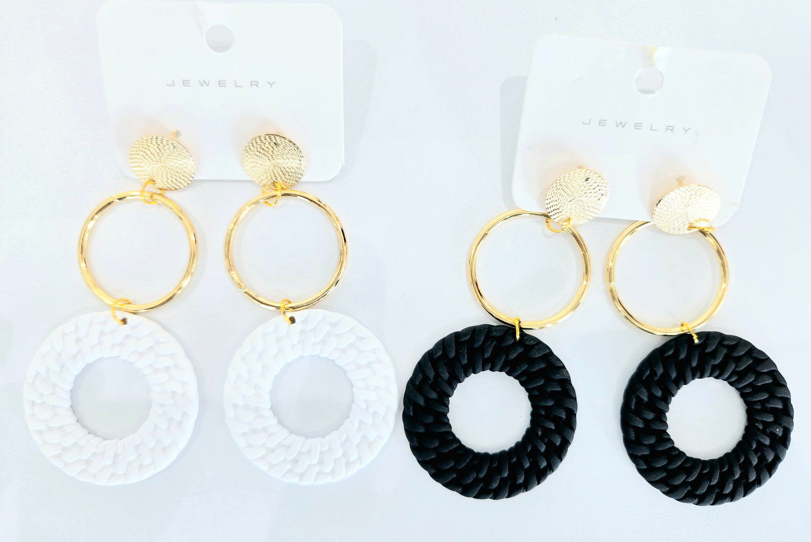 Triple Circles Gold Earrings