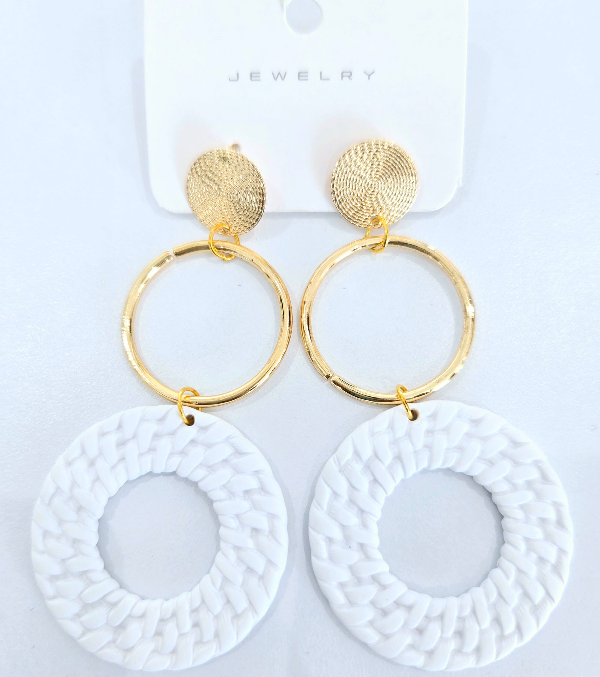 Triple Circles Gold Earrings