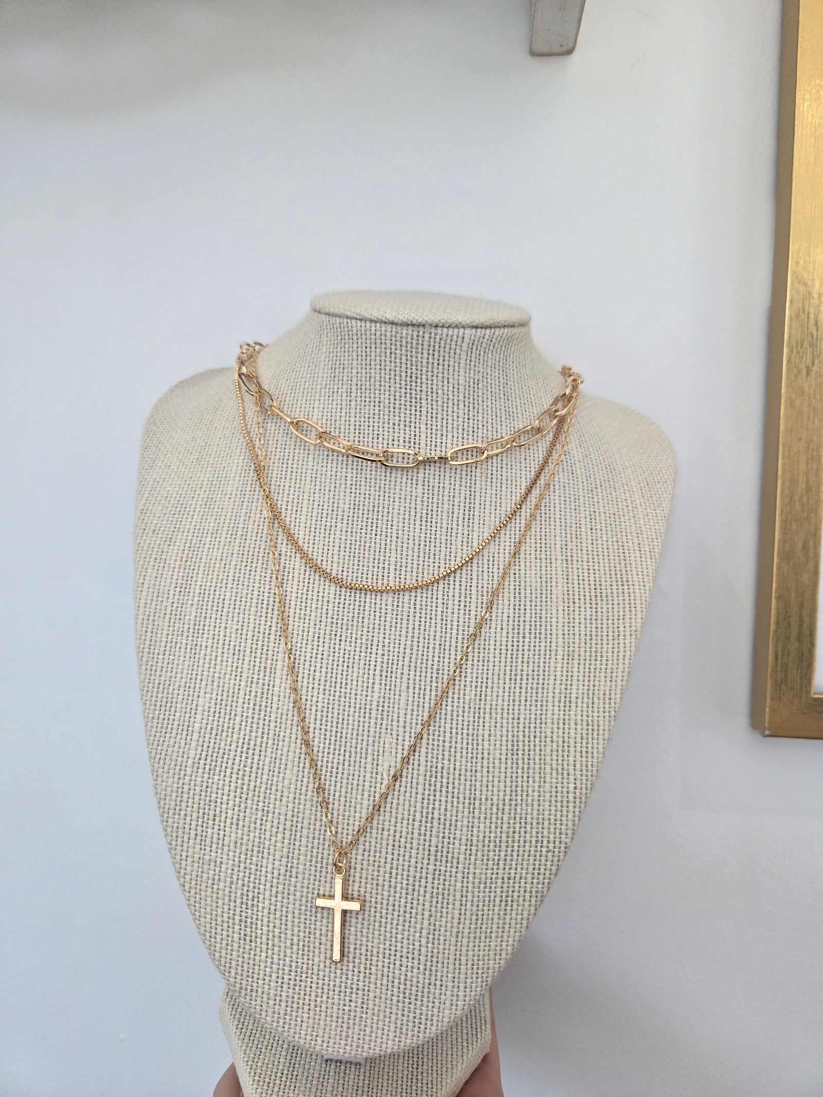 Cross with Chain Layering Necklace