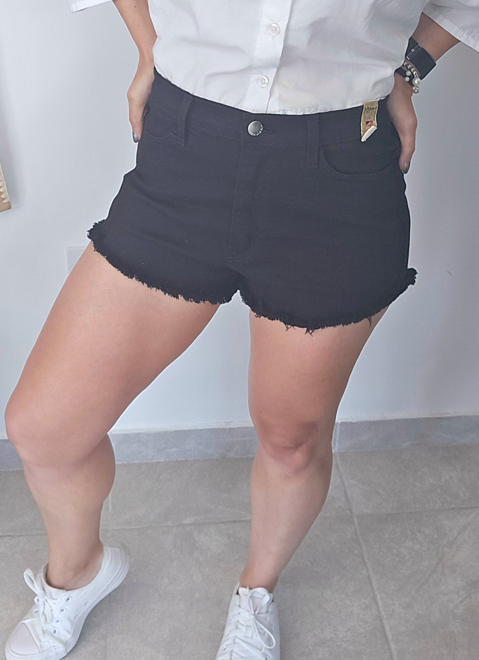 Vibrant Black Denim Short