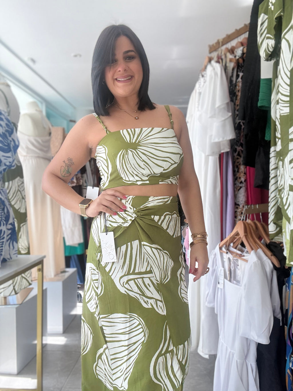 Olive Midi Skirt set