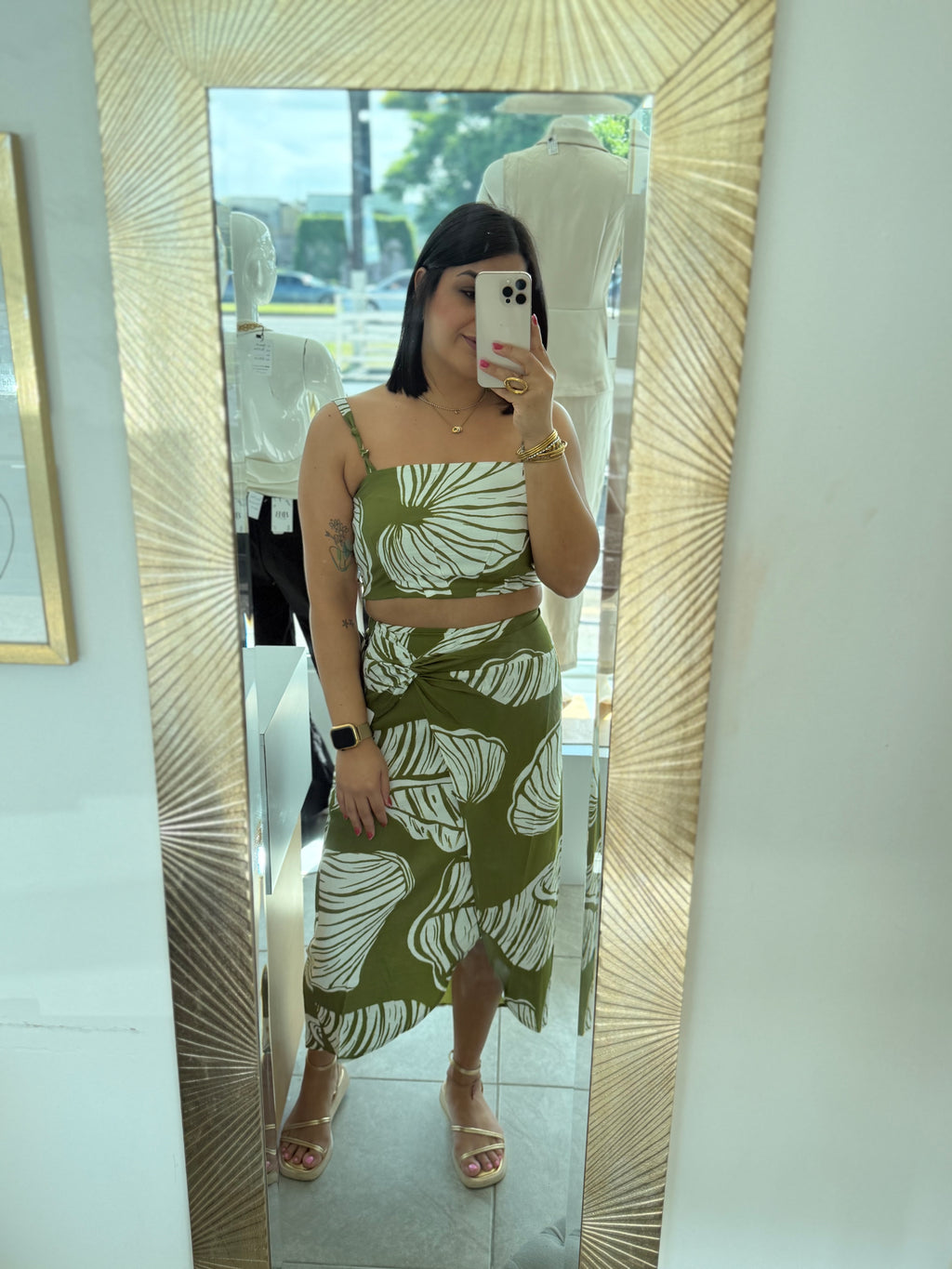 Olive Midi Skirt set