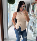 Button Cream Blouse