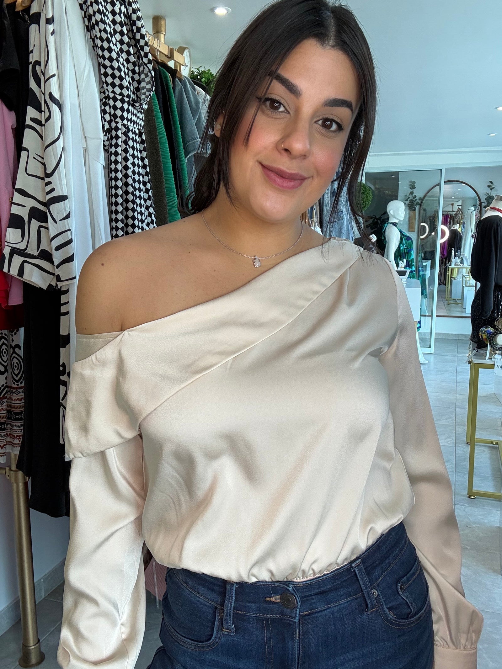 Ivory Satin Bodysuit