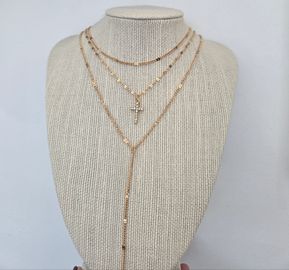 Gold Cross Layering Necklace