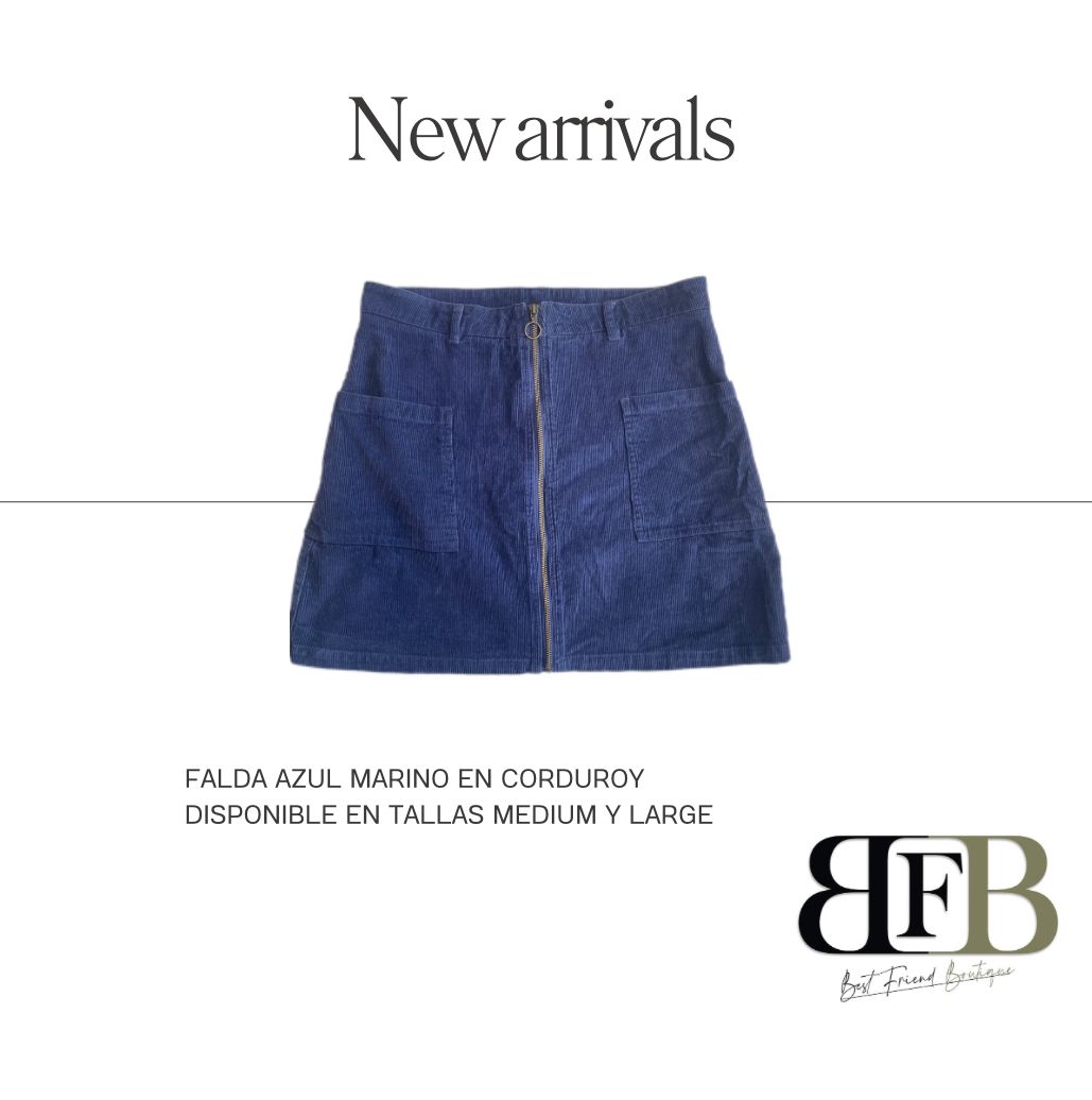 Falda azul marino corduroy