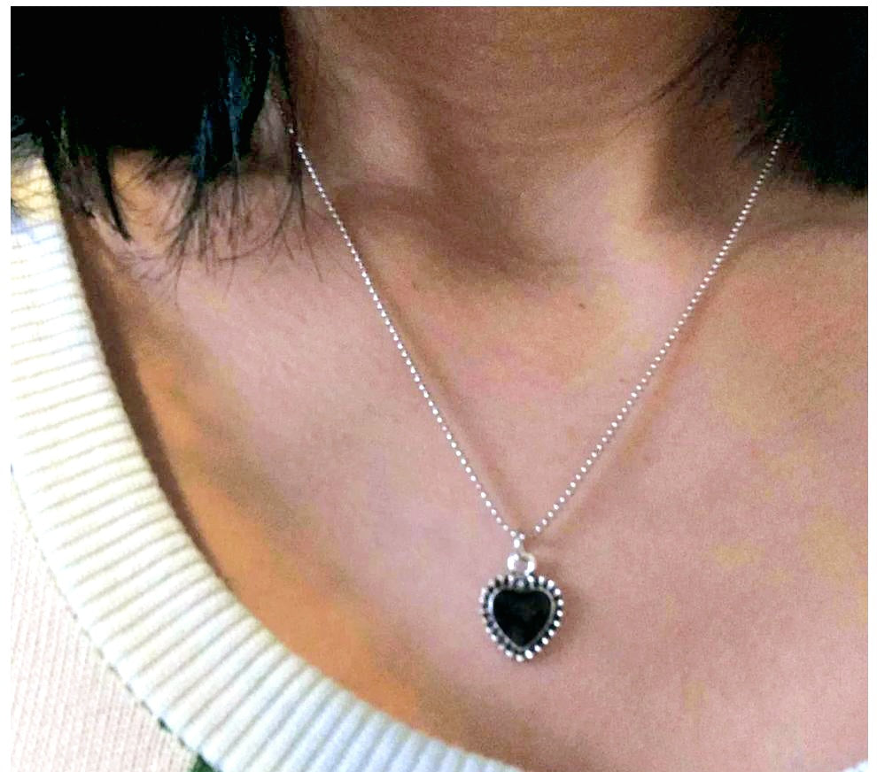 Black Heart Silver Necklace