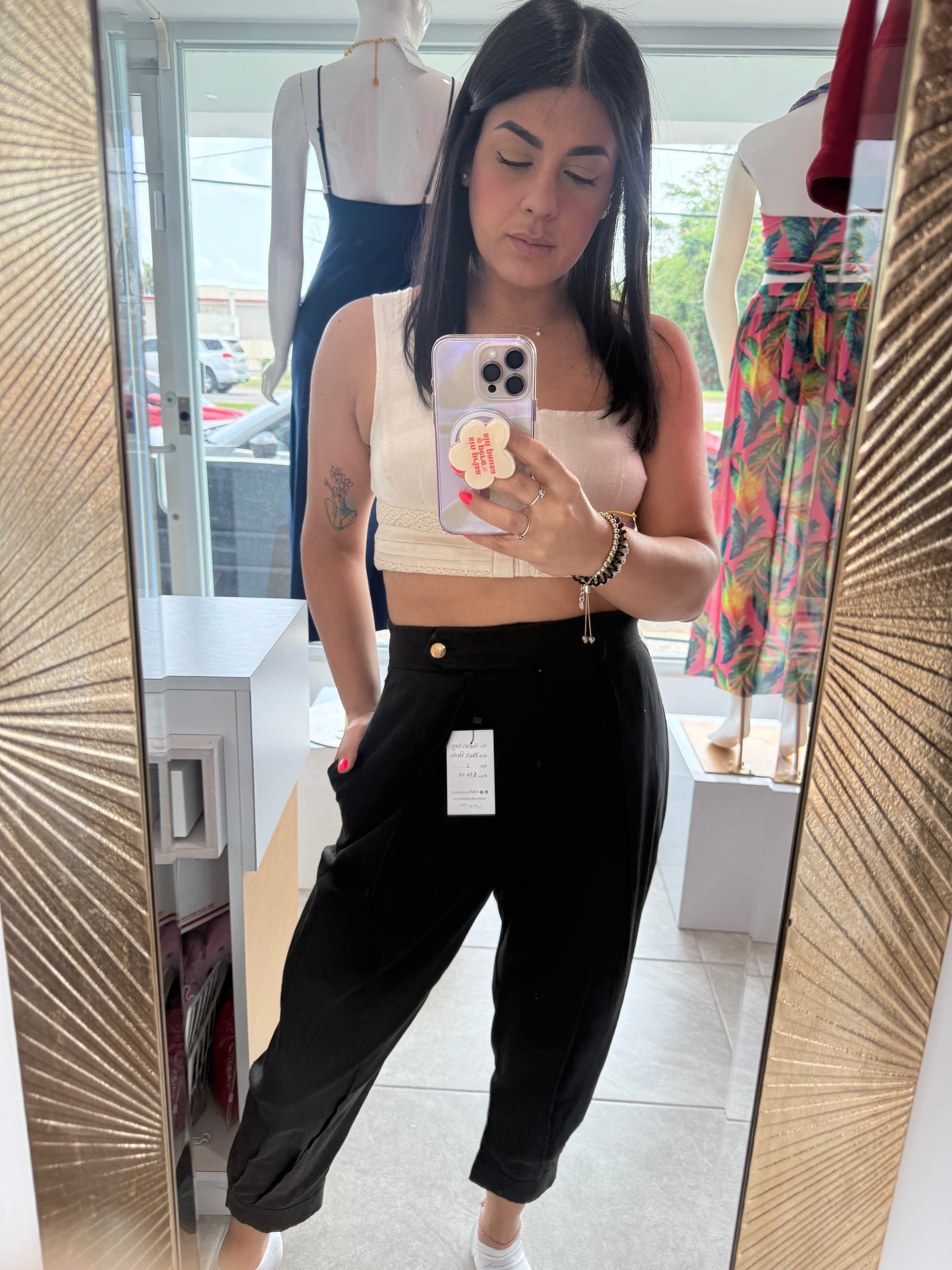 Nylon Long Black Pants