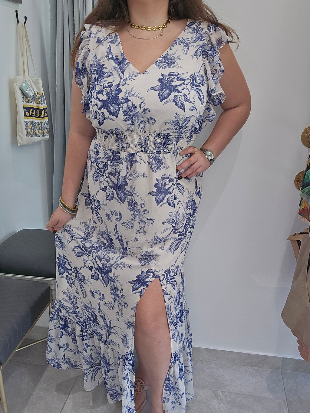Blue Garden Floral Dress