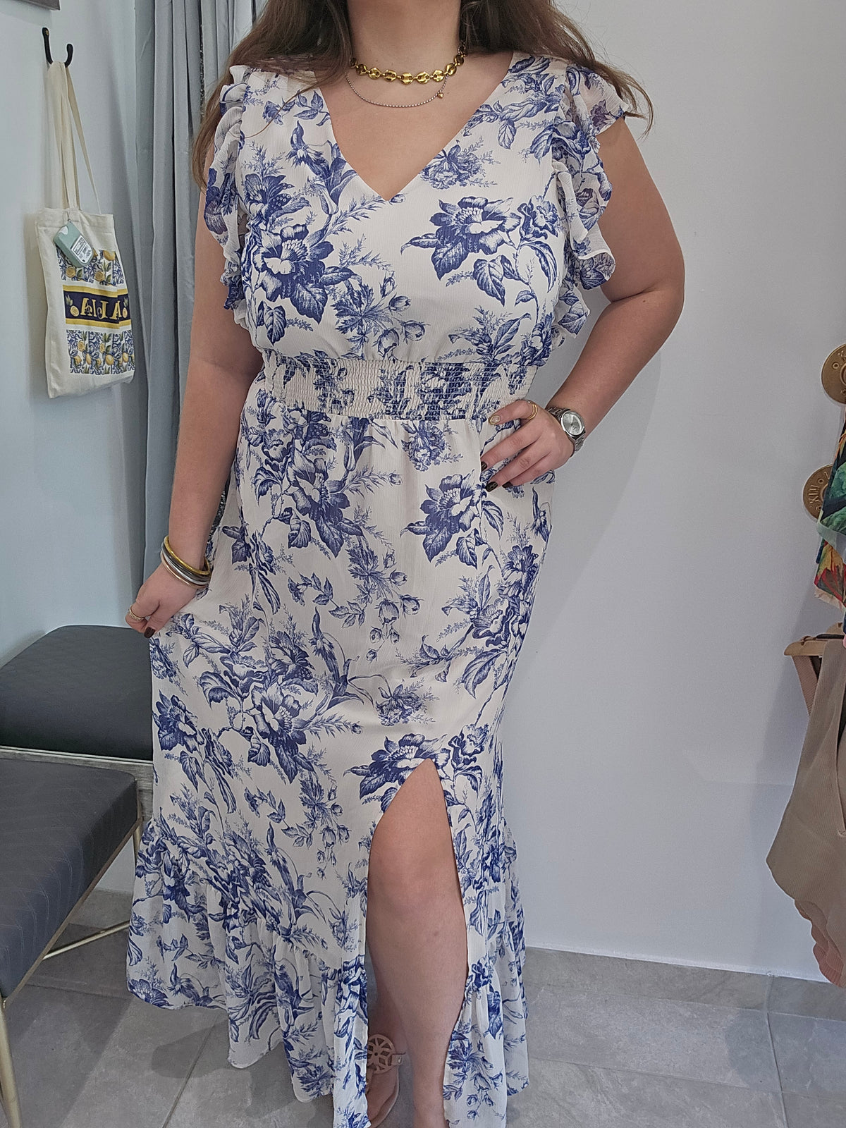 Blue Garden Floral Dress