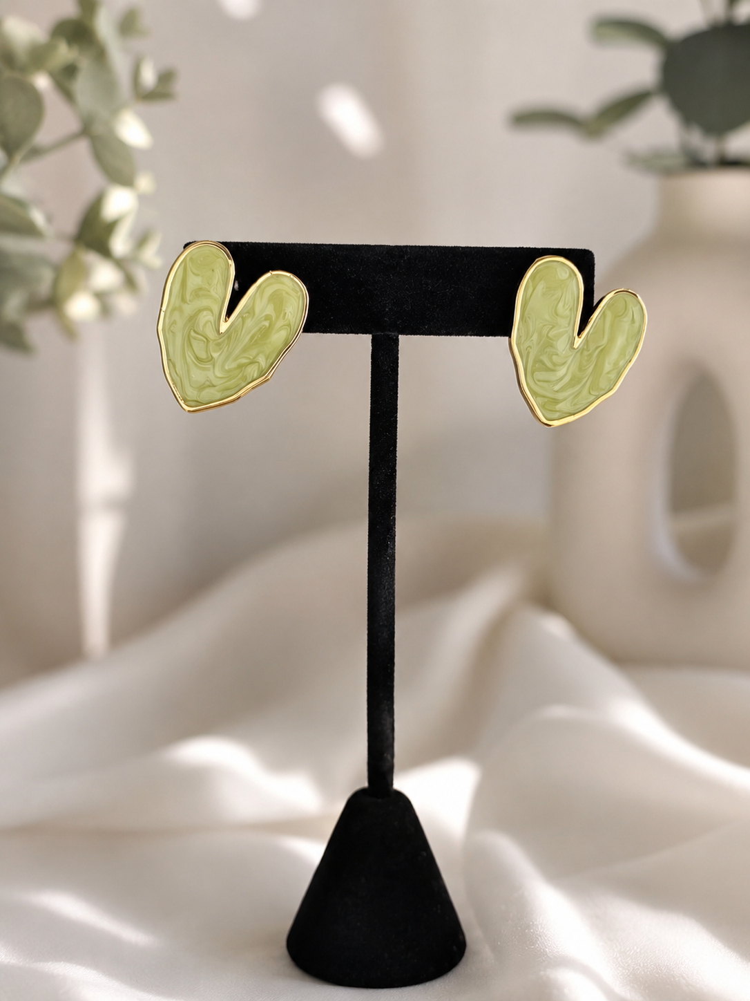 Green Hearts Earrings