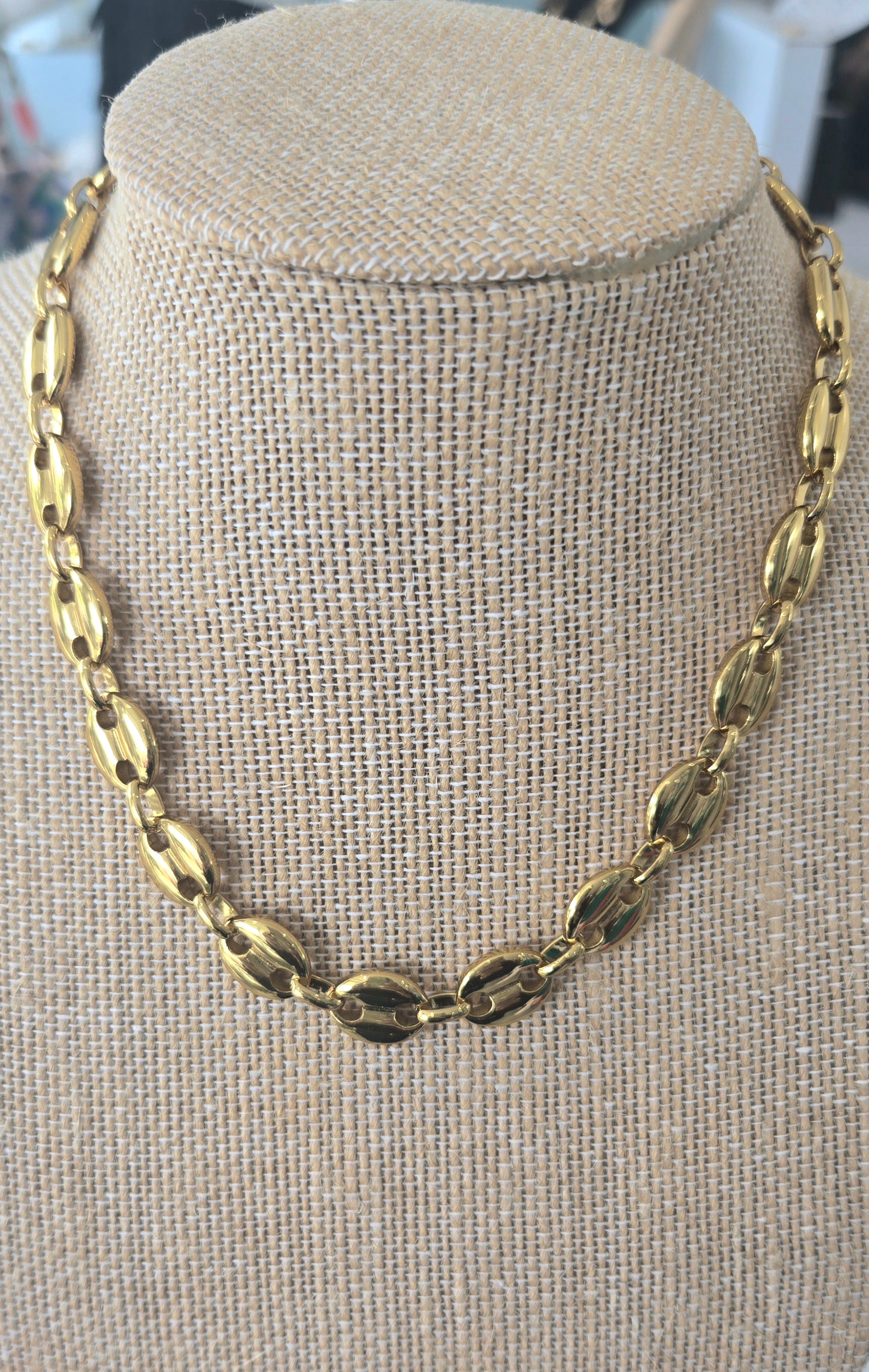Golden  Big Coffee Steel Necklace