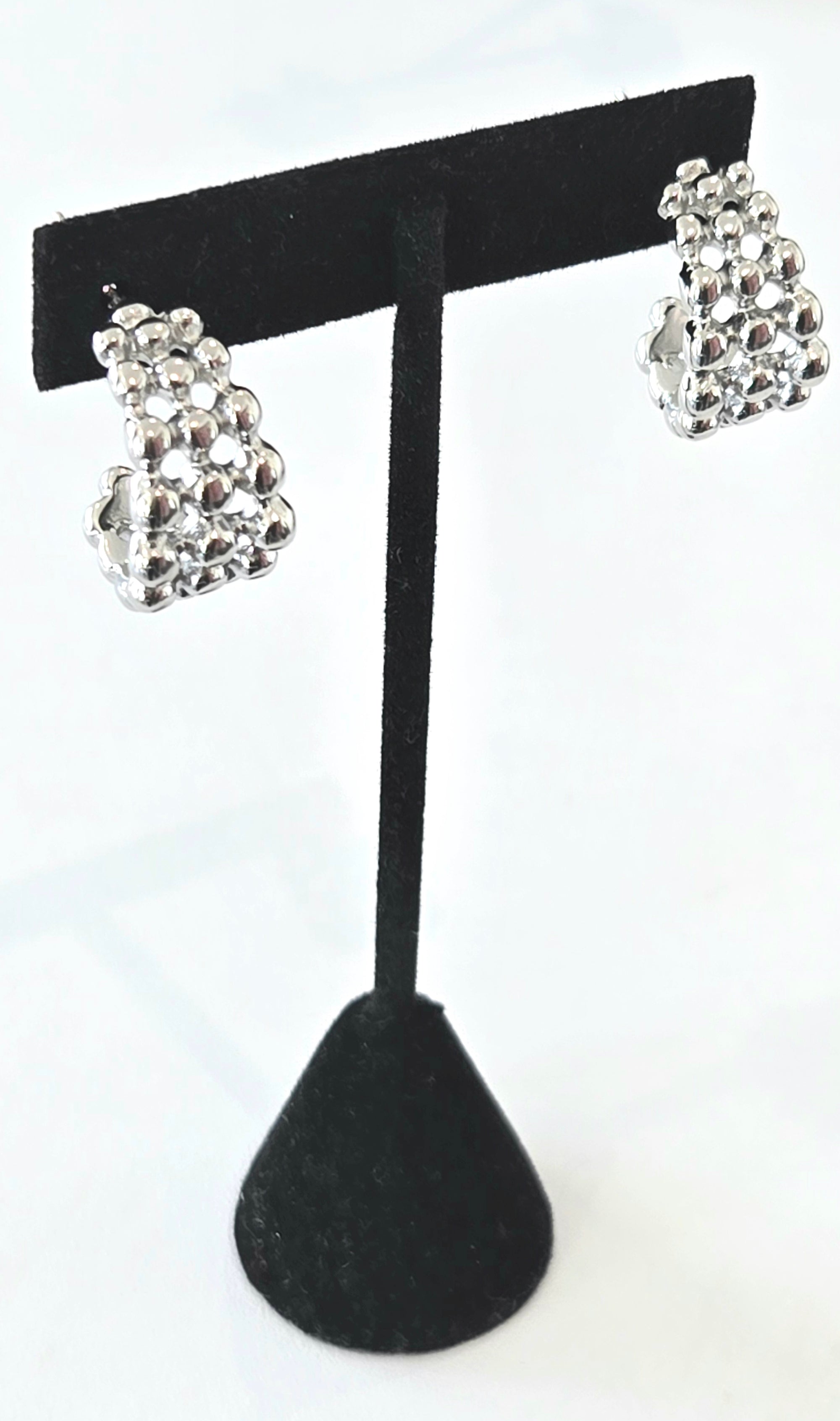 Beaded Silver Hoops