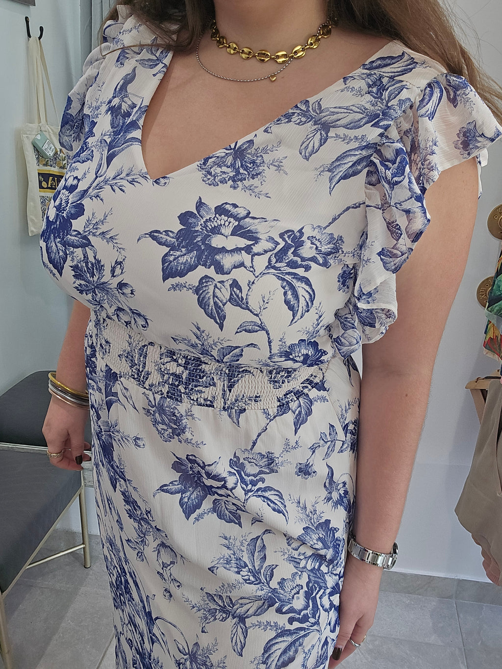 Blue Garden Floral Dress