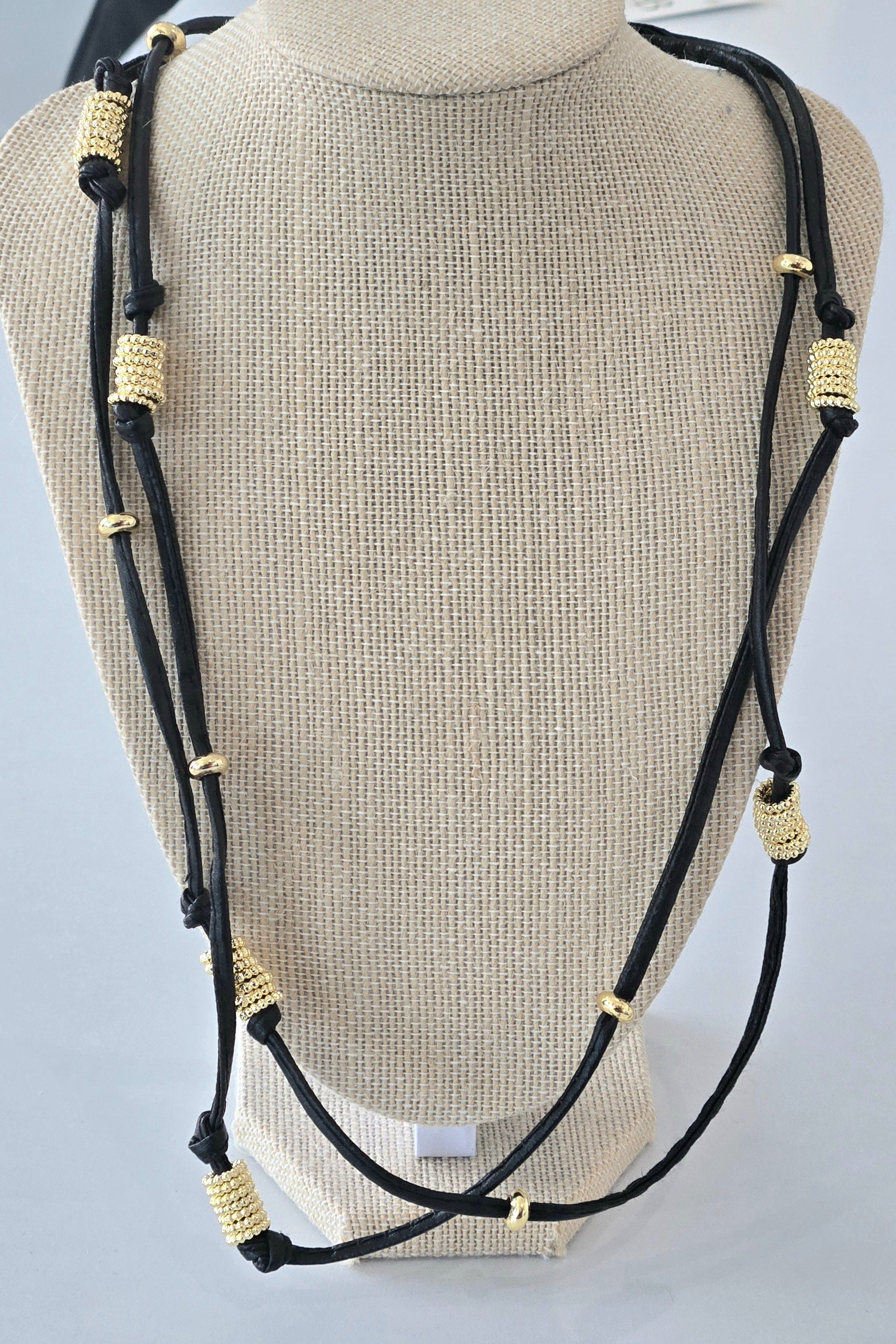 Black Rope & Gold Necklace