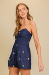 Flower Denim Romper