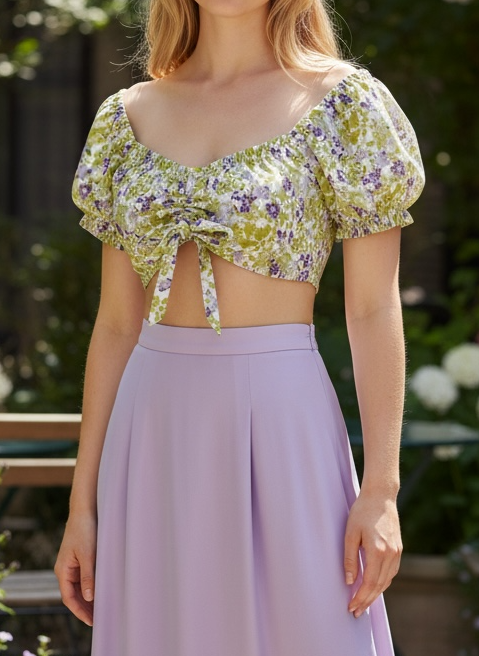 Skylar + Madison Green Floral Print Crop Top