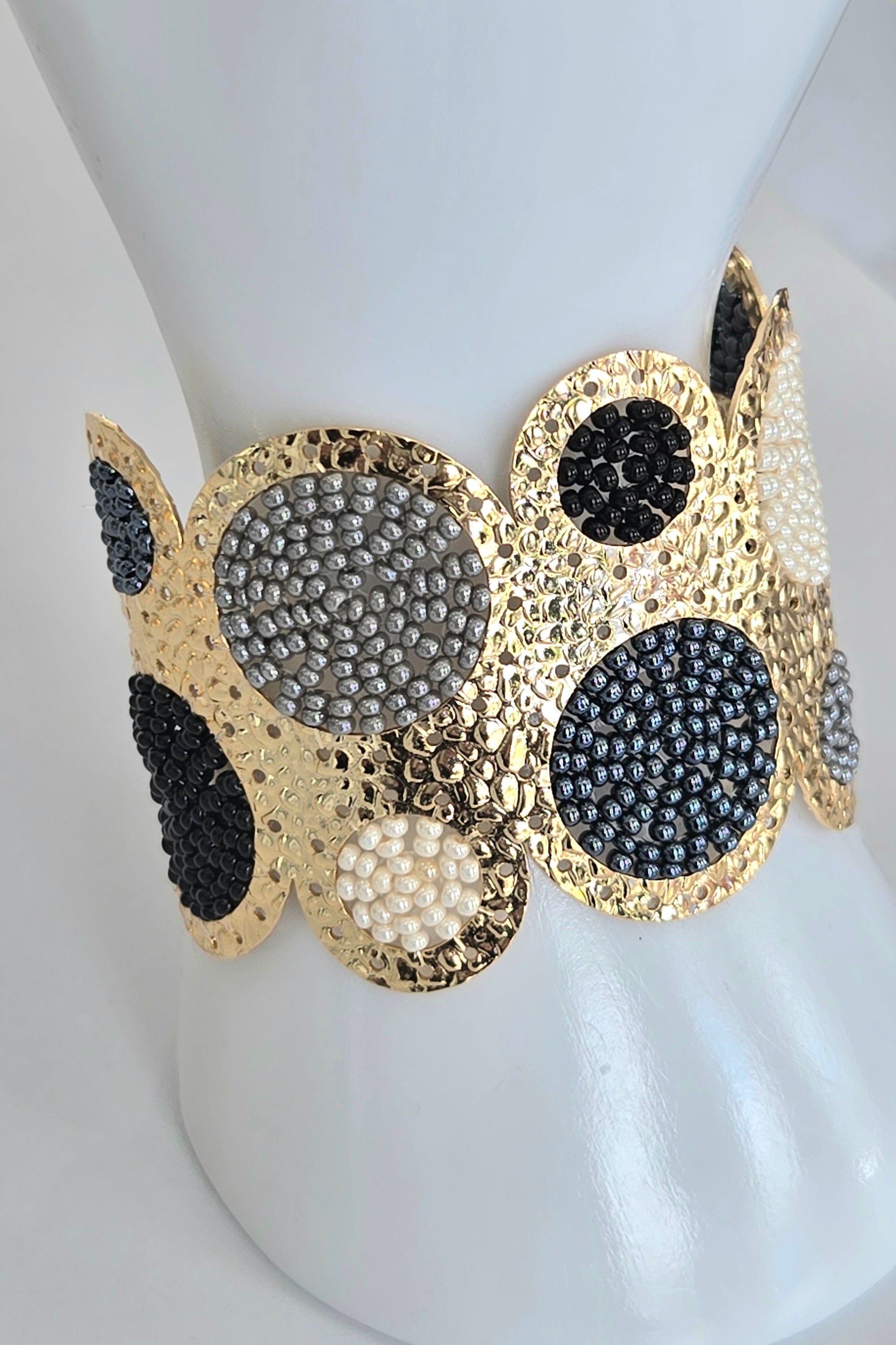 Circles Beads Gold Bracelet & Earrings Set