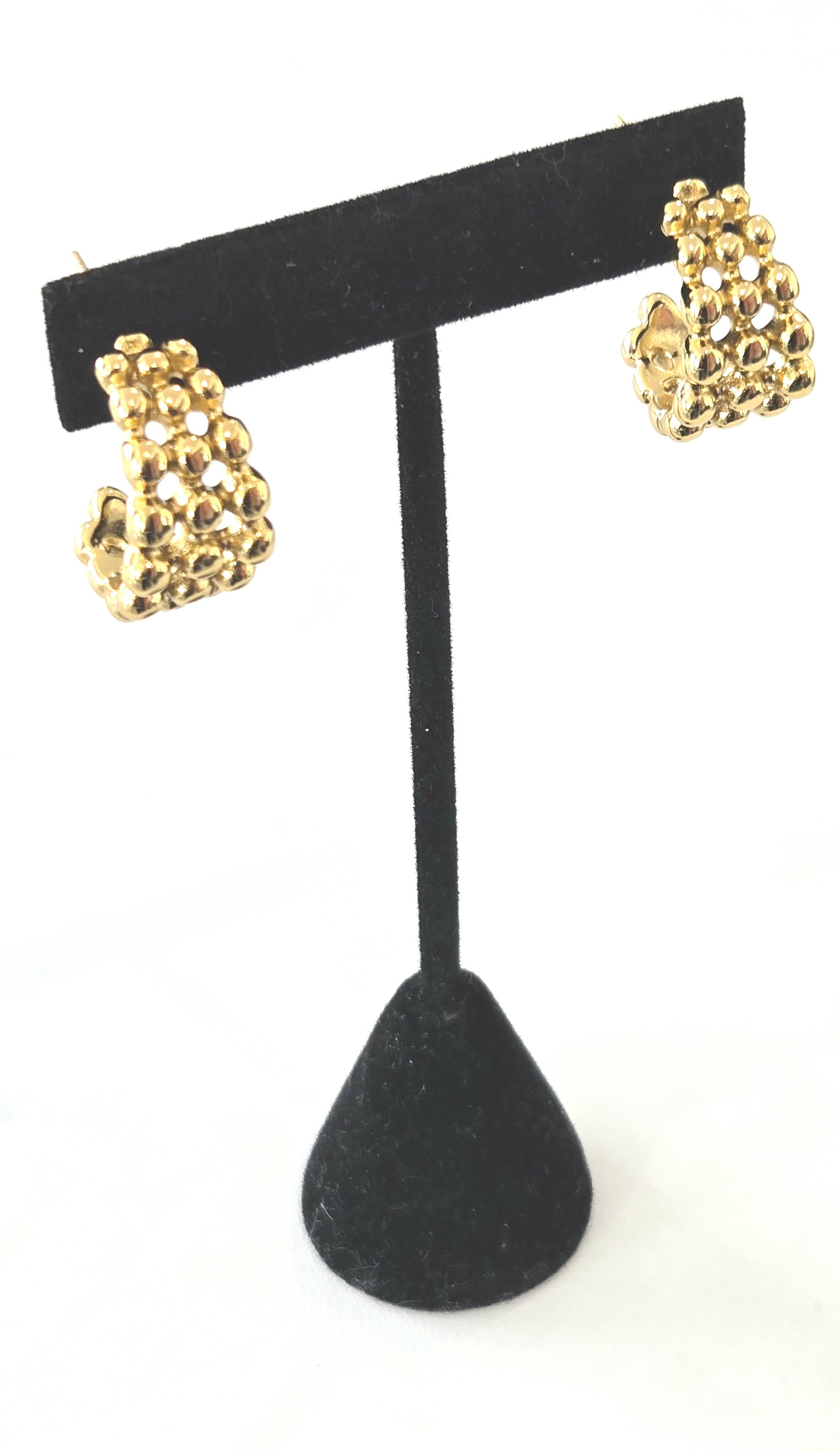 Beaded Gold Hoops