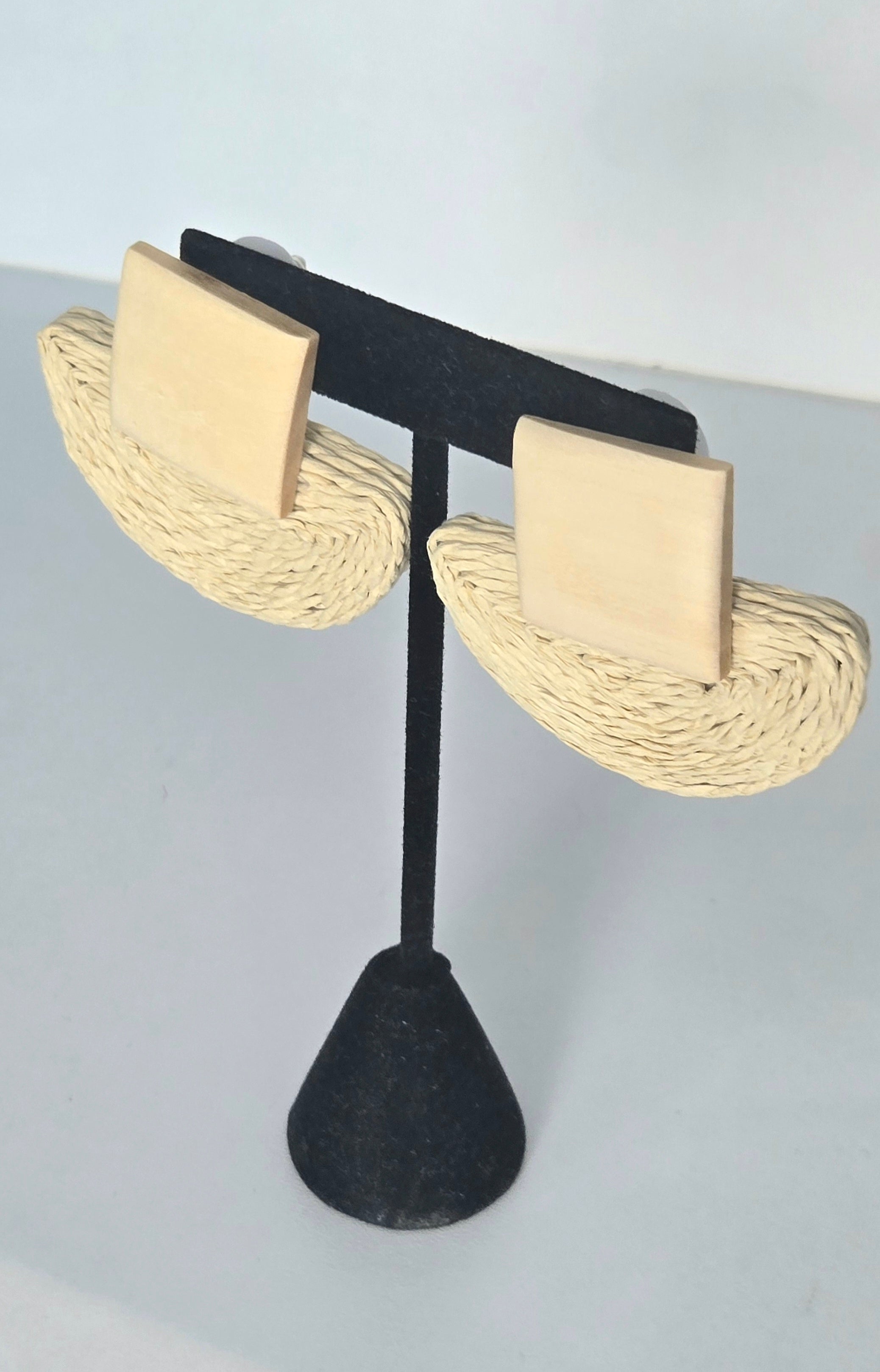 Beige Wood Earrings