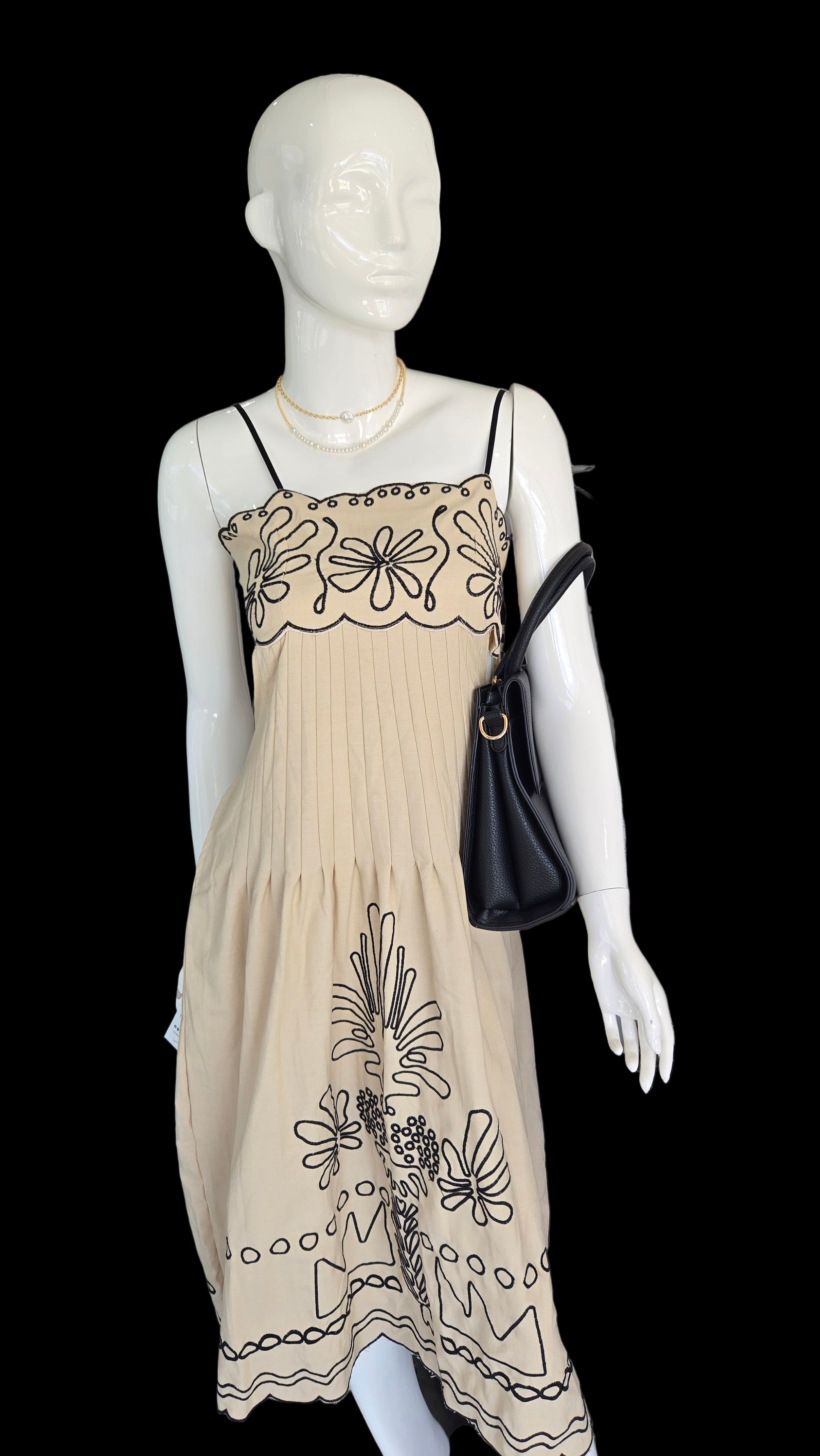 Beige/Black Print Dress