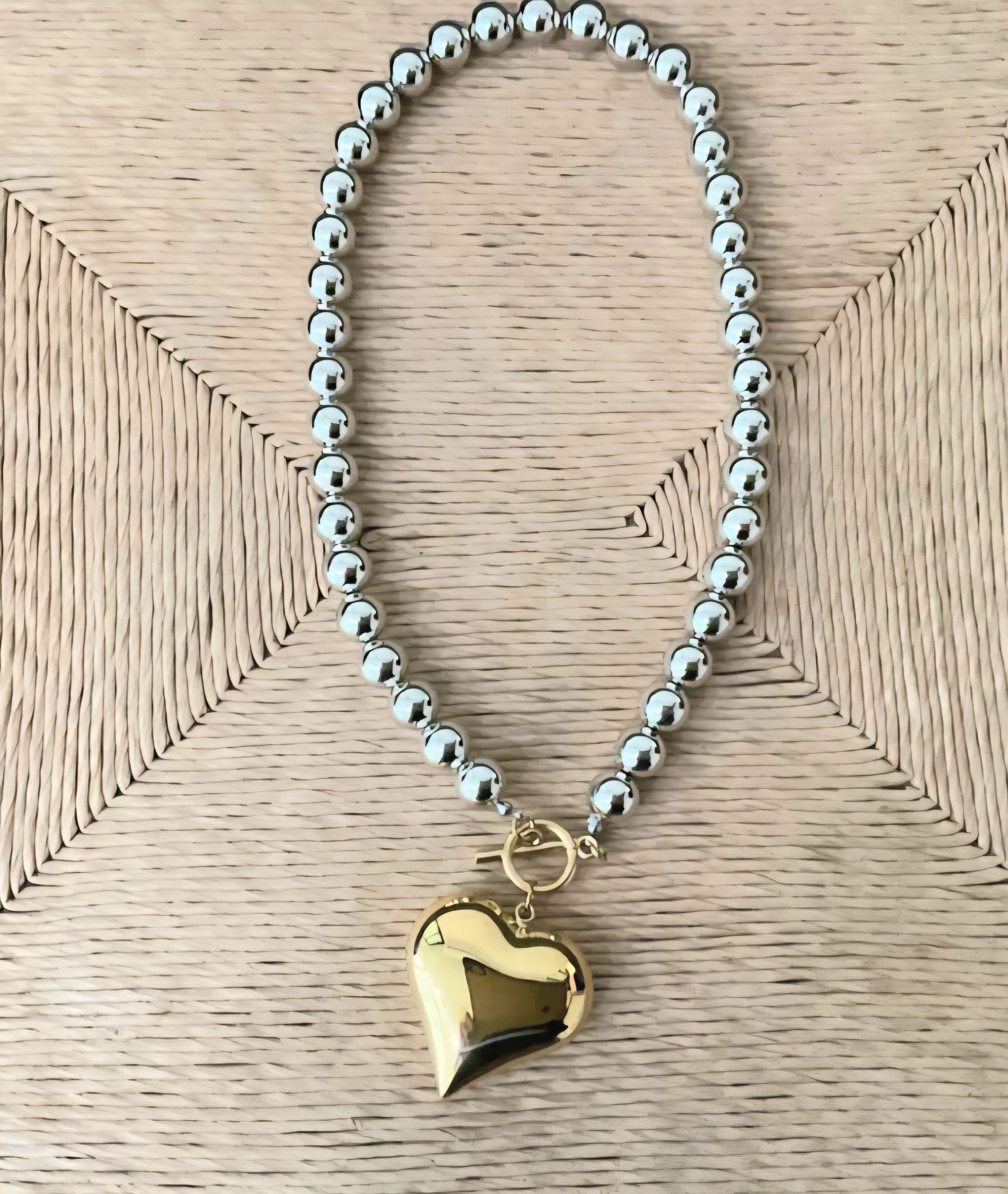 2 Tones Heart Necklace