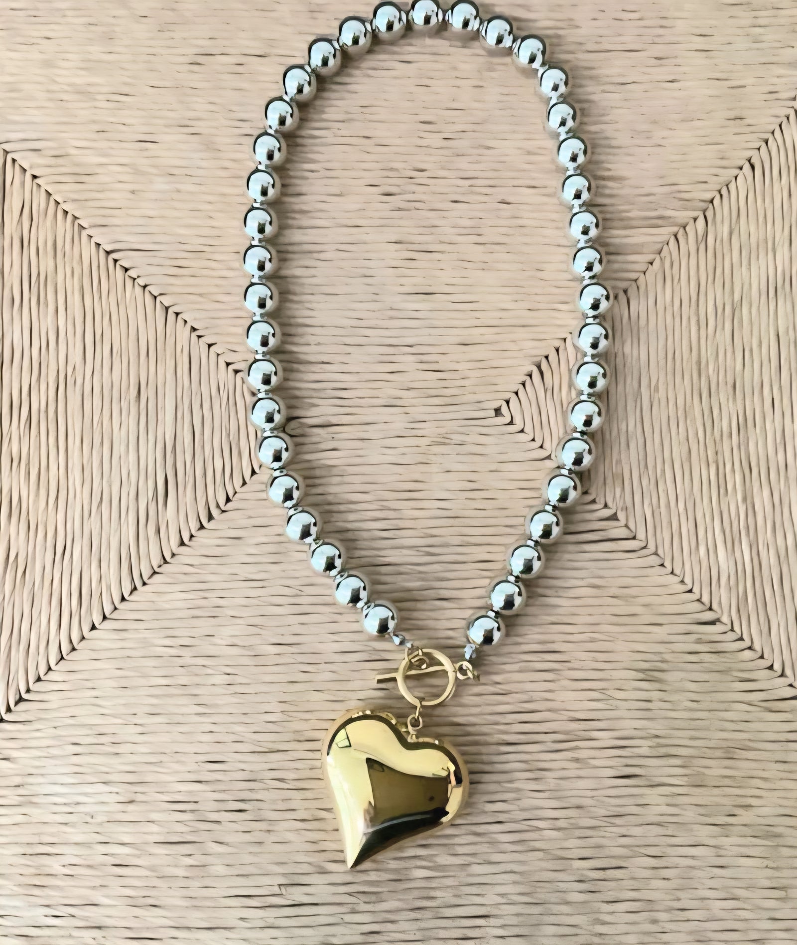 2 Tones Heart Necklace