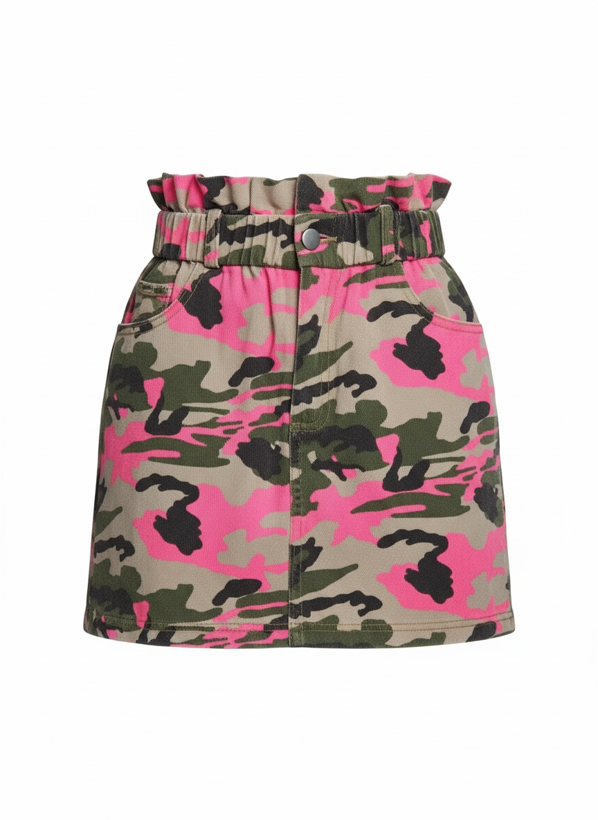 Pink Denim Camouflage Skirt