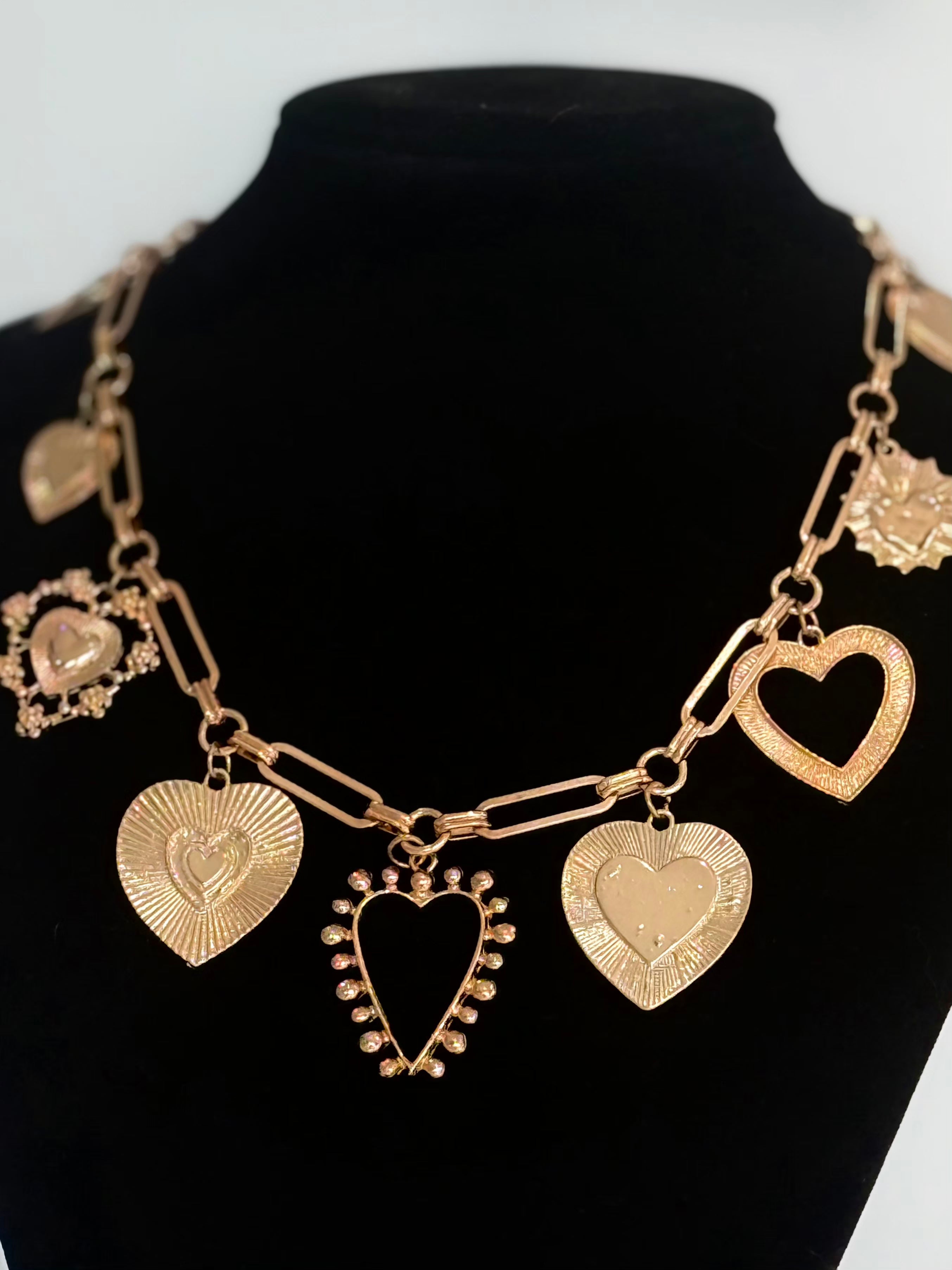 Double Chains Gold Hearts Necklace