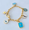 Blue & Gold Charms Bracelet