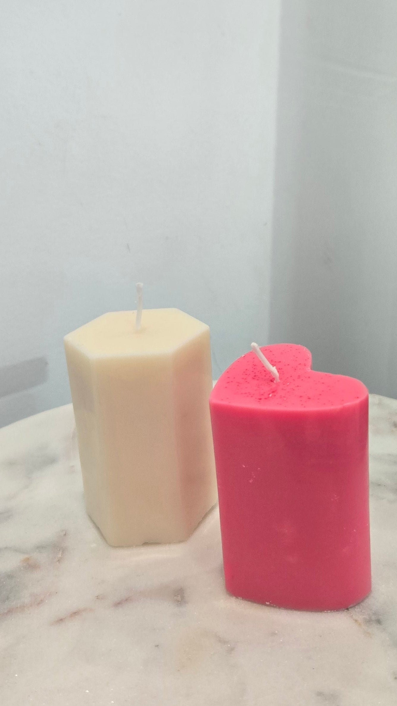 Pink and White Candle Set
