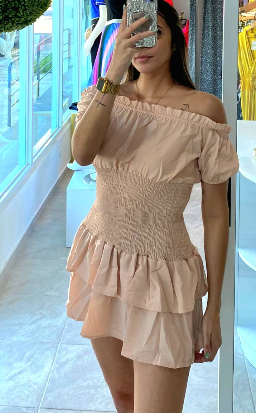 Mosnova Short Puffed Sleeve Dress