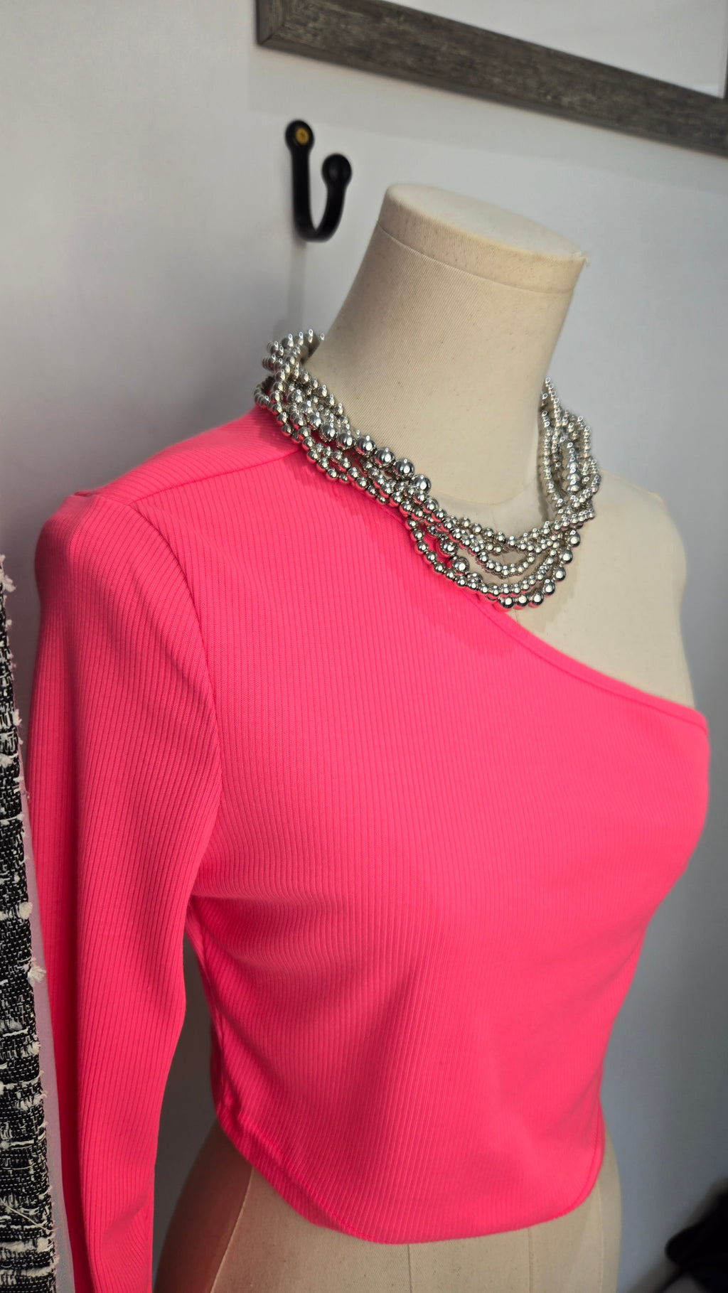 Pink Pop Off One Shoulder Top (Medium)