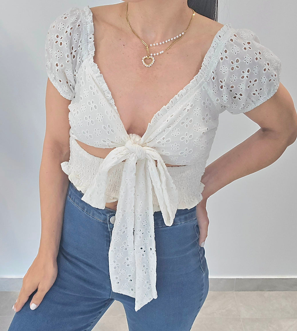 Lelis White Crop Top