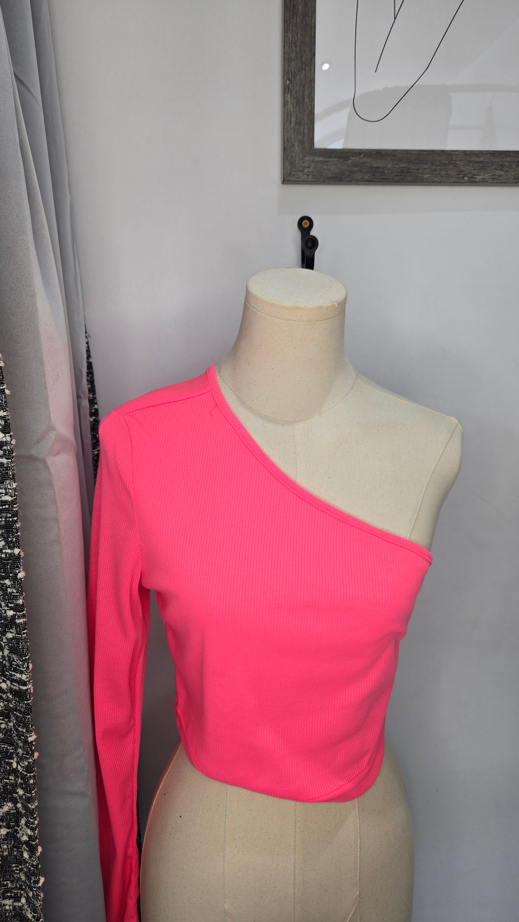 Pink Pop Off One Shoulder Top (Medium)
