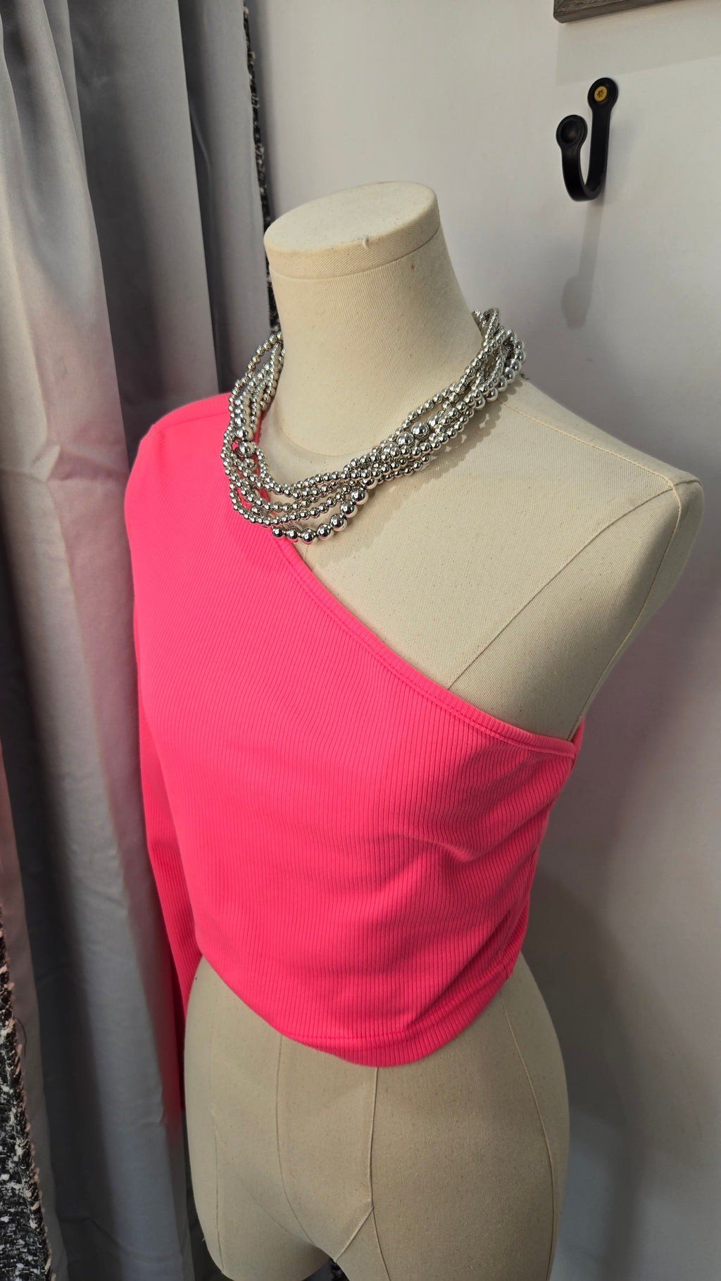 Pink Pop Off One Shoulder Top (Medium)