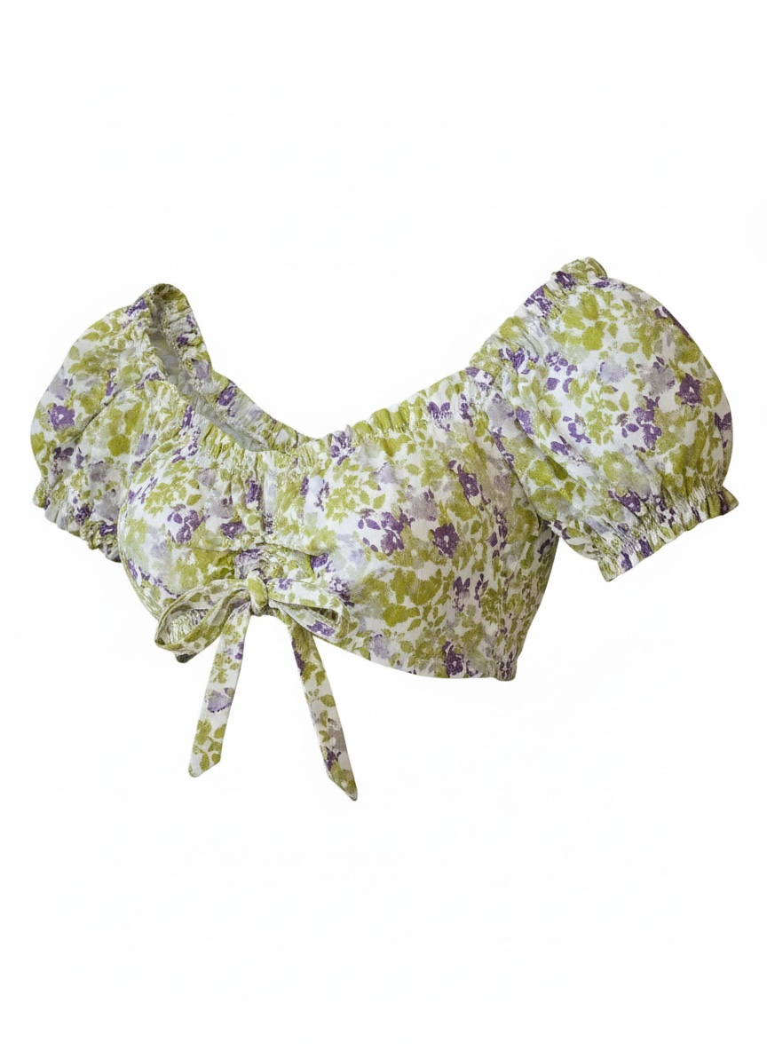 Skylar + Madison Green Floral Print Crop Top