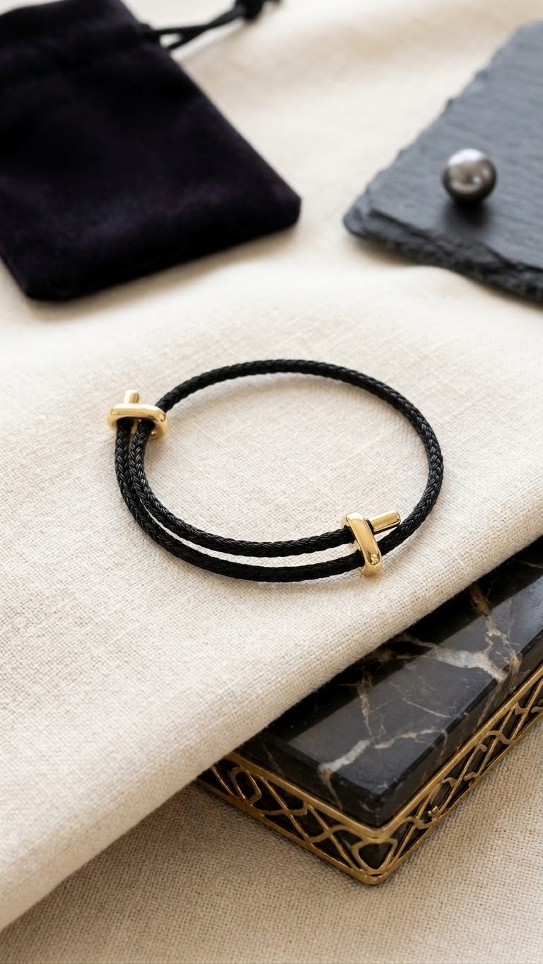 Black Adjustable Leather Bracelet