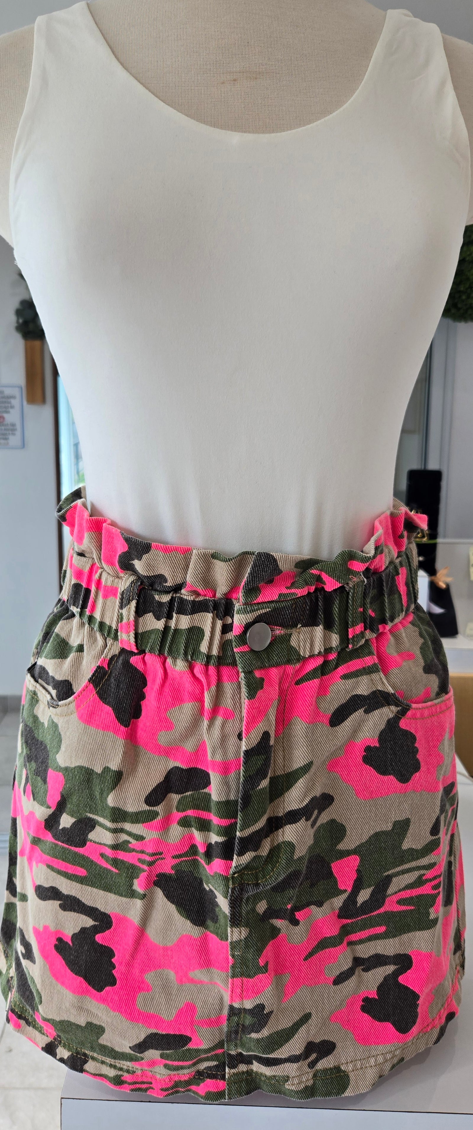 Pink Denim Camouflage Skirt