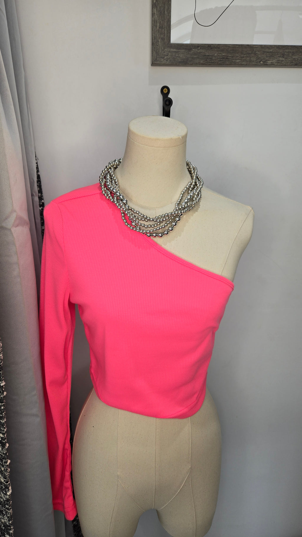 Pink Pop Off One Shoulder Top (Medium)