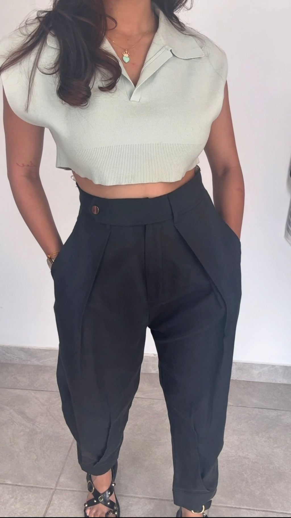 Nylon Long Black Pants