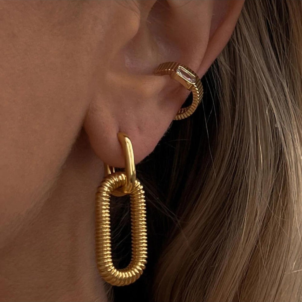 Double Link Gold Earrings