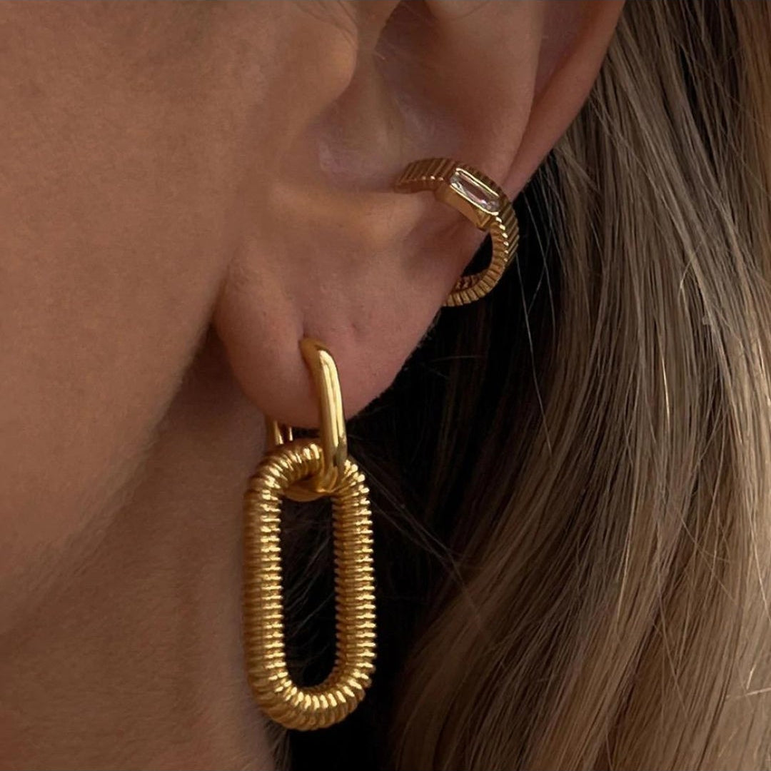 Double Link Gold Earrings