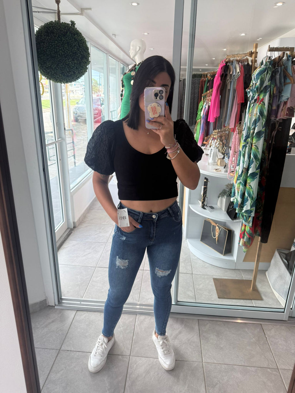 Glam Black Crop Top