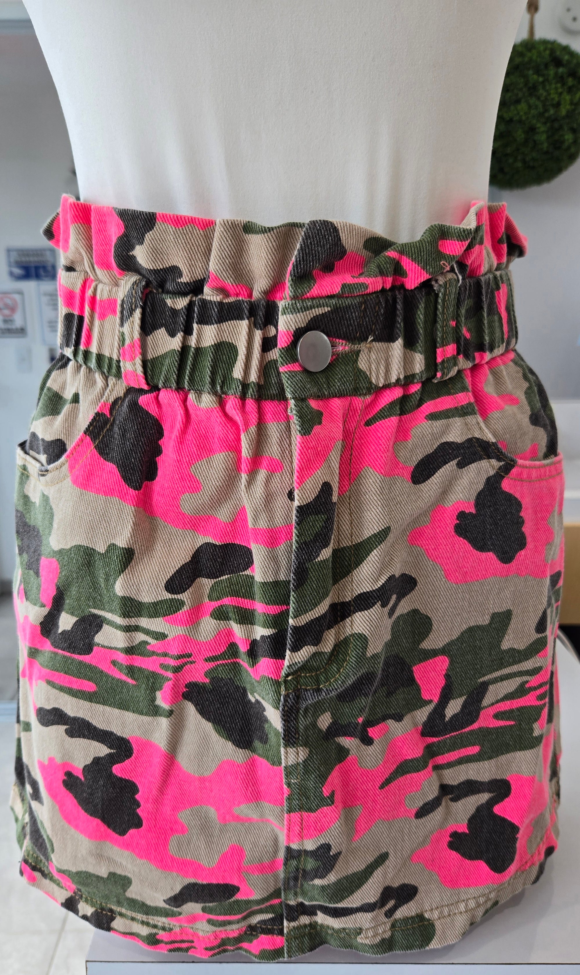 Pink Denim Camouflage Skirt