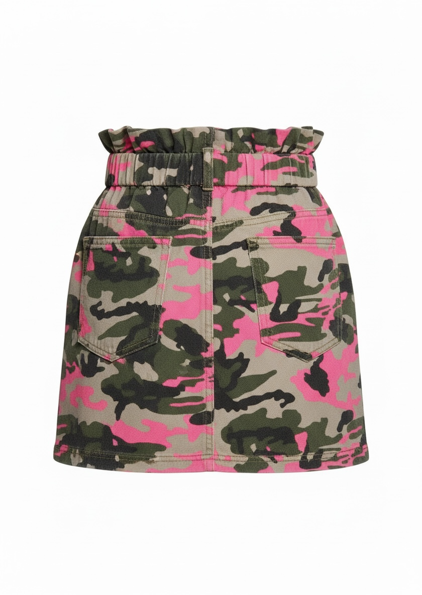 Pink Denim Camouflage Skirt