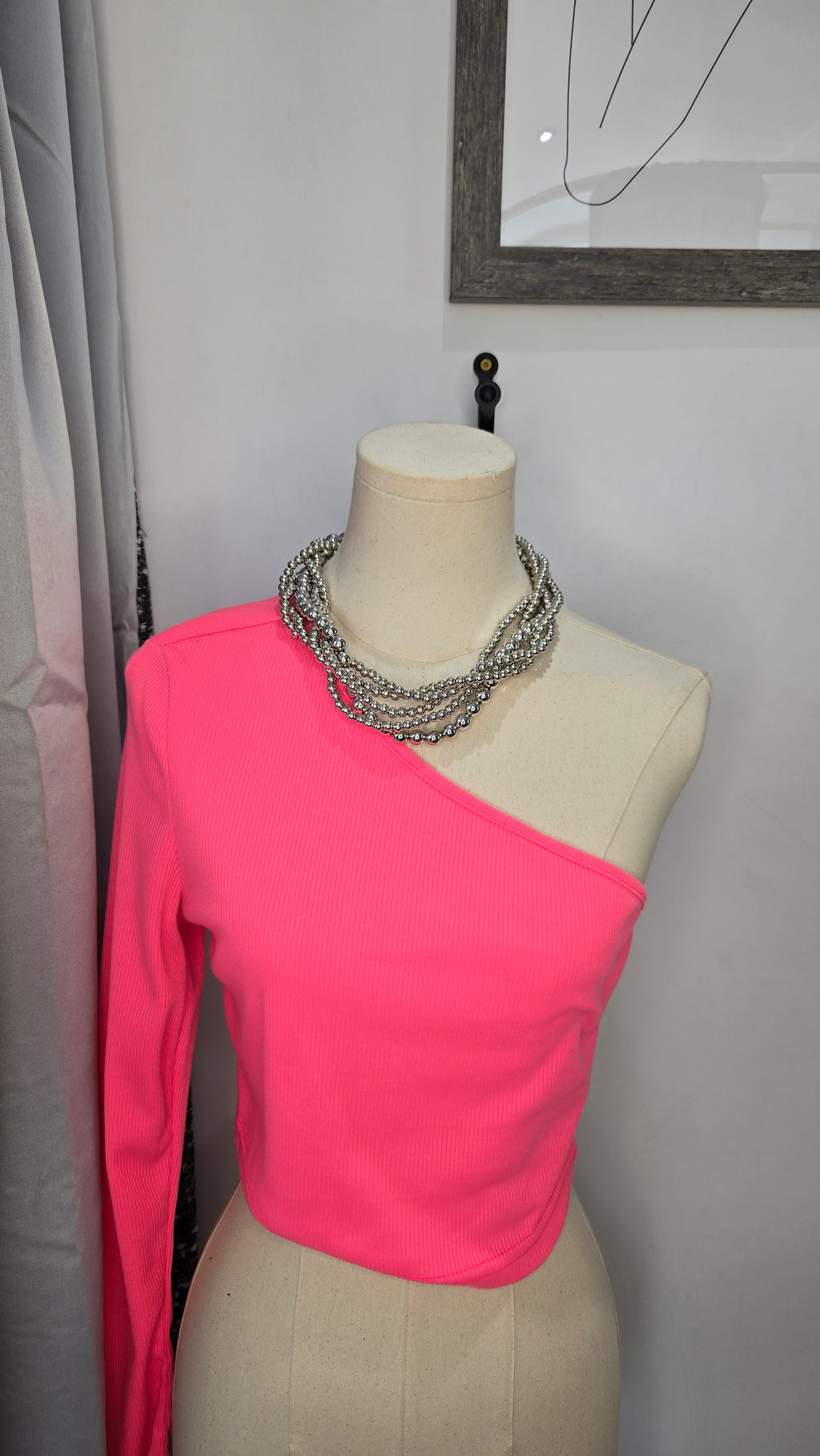 Pink Pop Off One Shoulder Top (Medium)