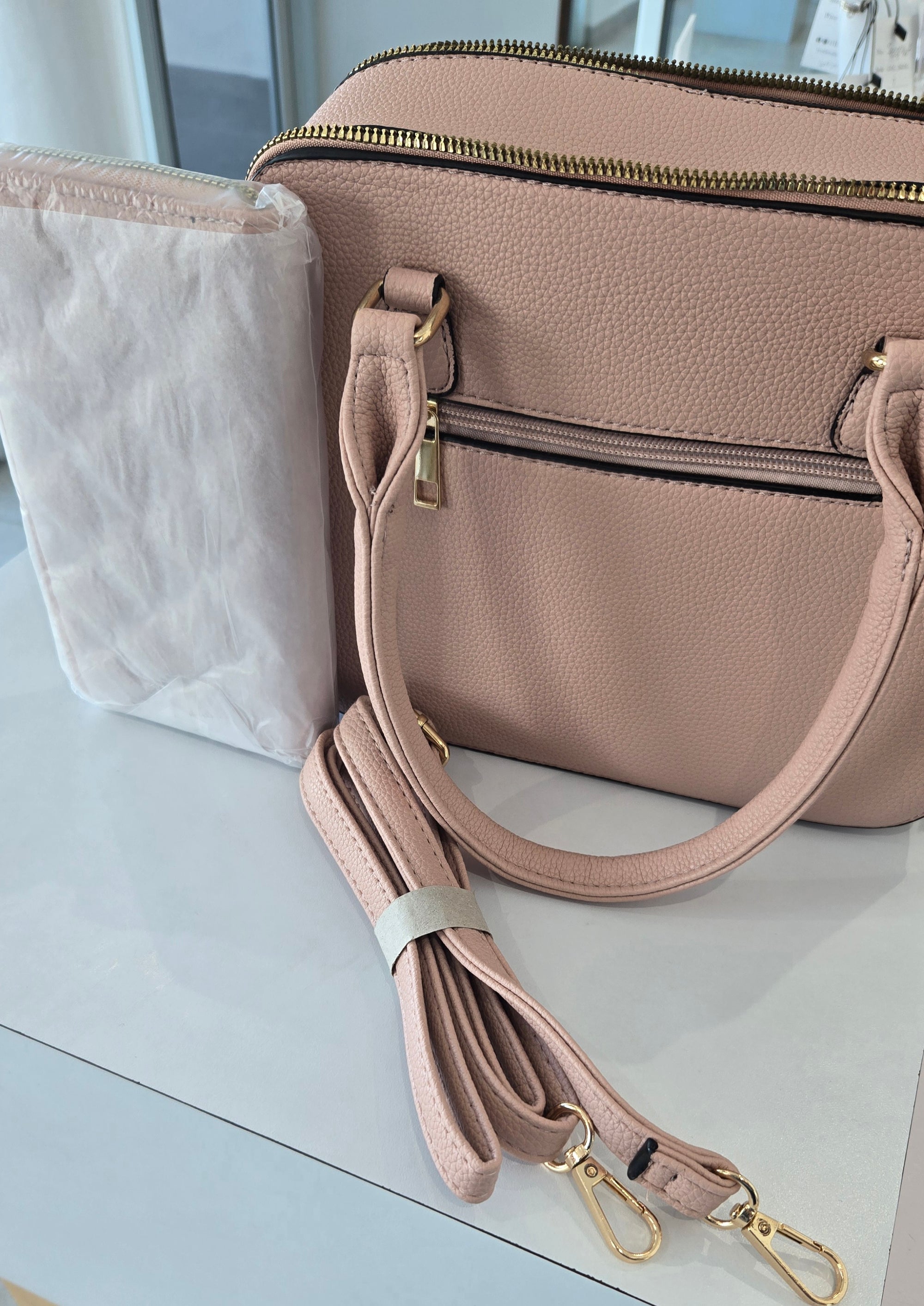 Pink Handbag with wallet