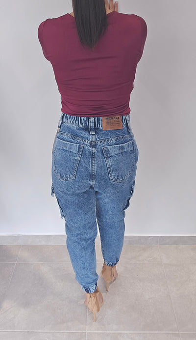 Denim Chained Cargo Jogger